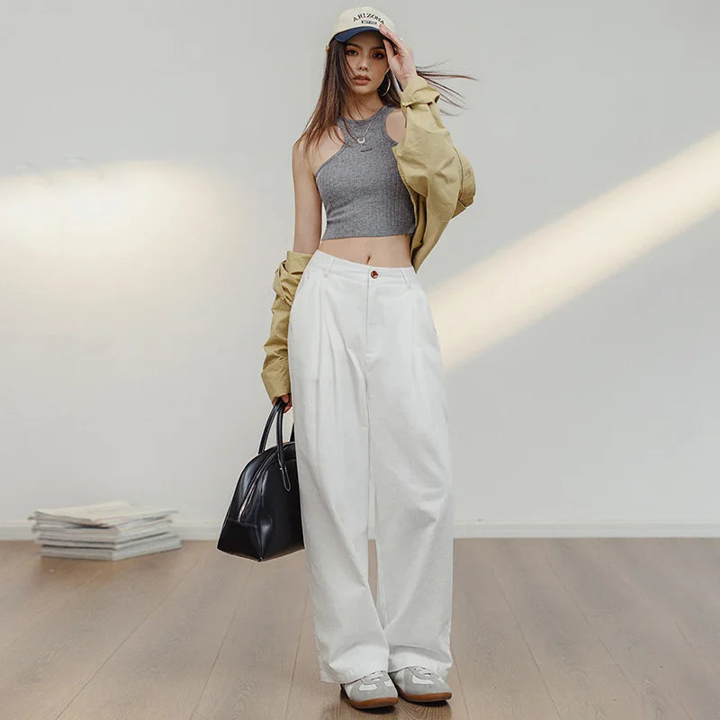 White Cotton Wide-Leg