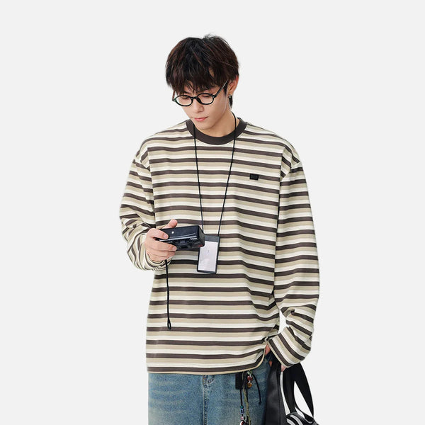 Insulated Everyday Line-Pattern Long Sleeve T-Shirt