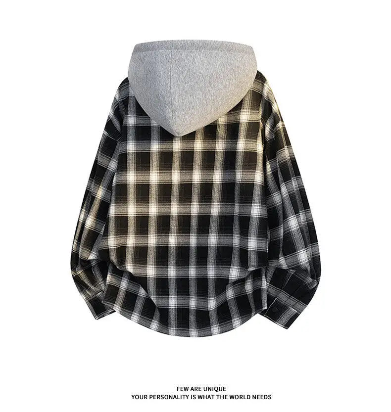Oversize Ekose Gömlek, detay görünüm — Navra Wear
