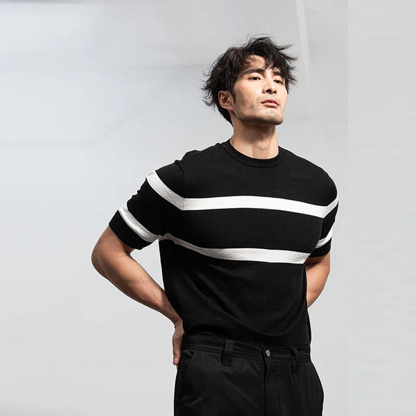 Men's Ice-Cap Everyday High-End Knit O Neck Short T-Shirt