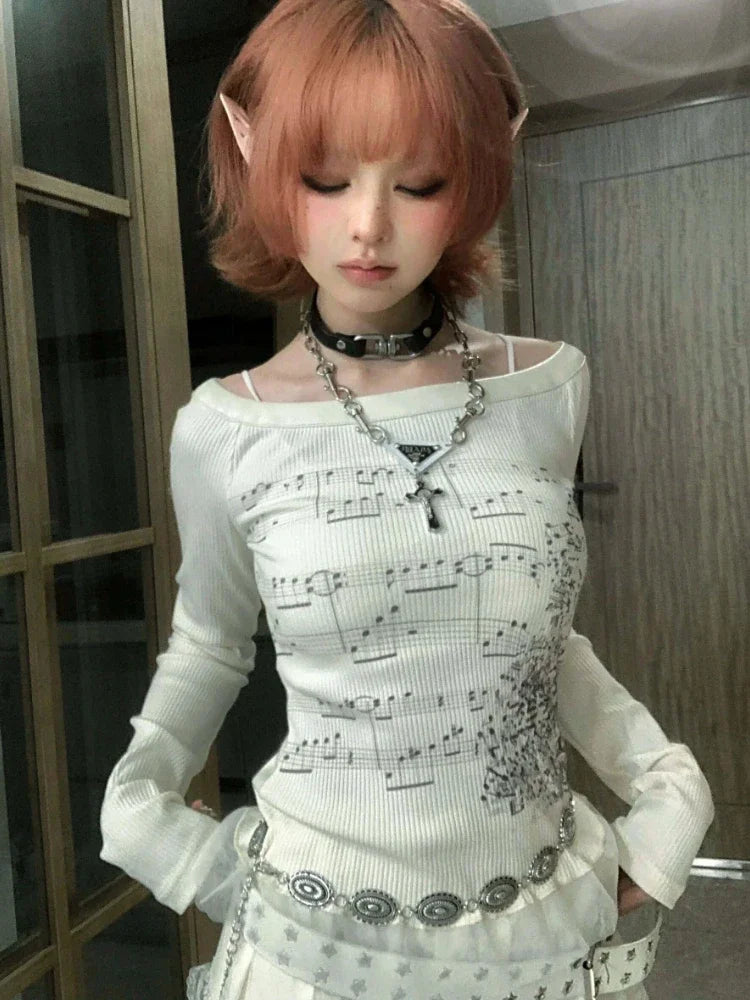 Digital-Age Lace Patch Slim Fit T-Shirt