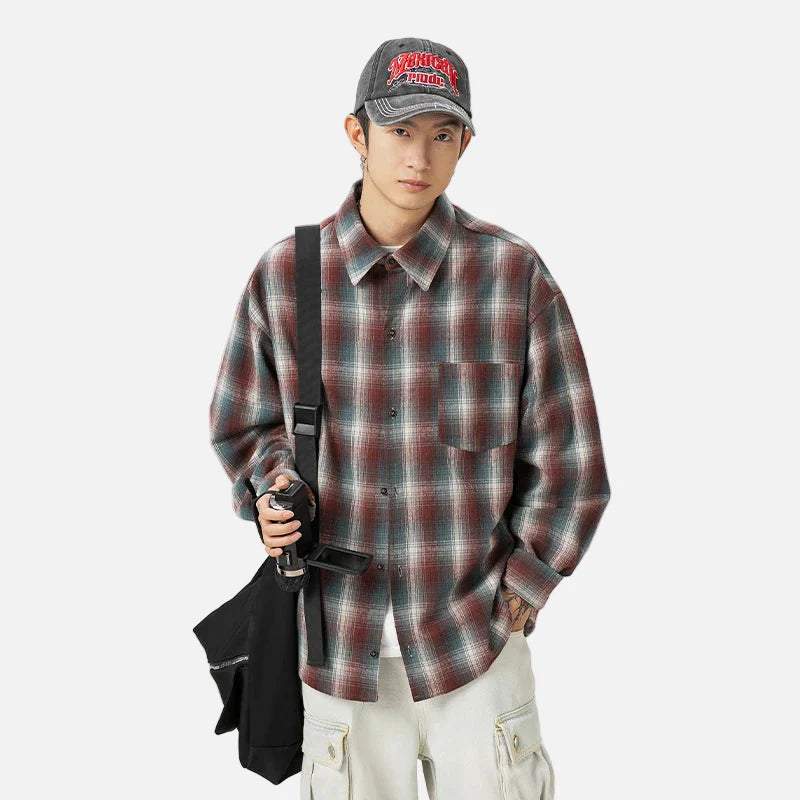Everyday Plaid Easy Long Sleeve Top