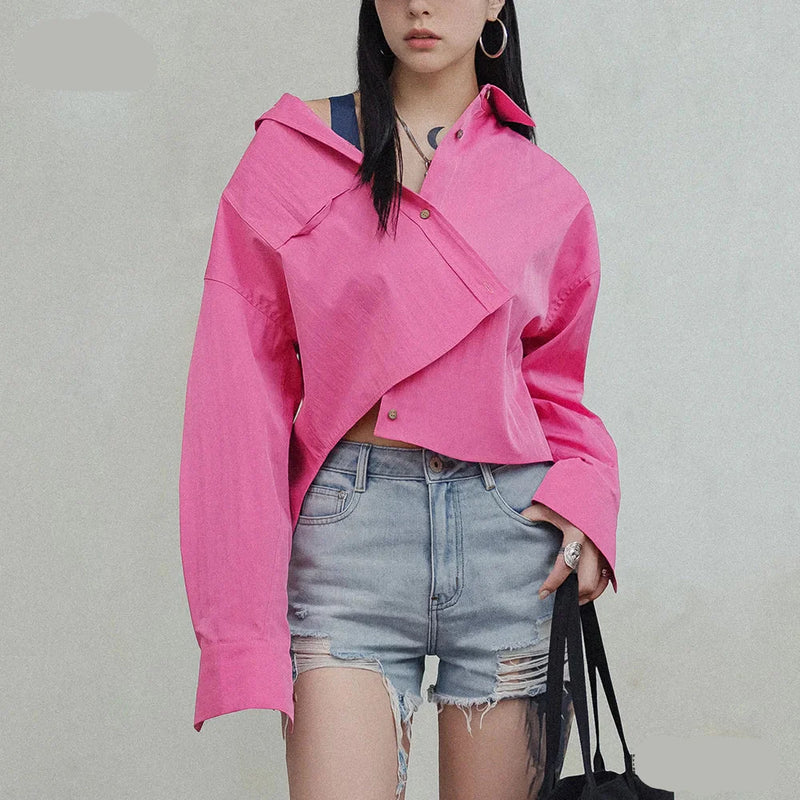 Rose Turndown Long Sleeve Blouse