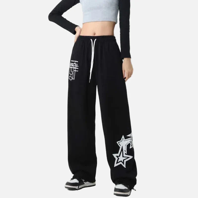 Kadın Bol Kesim Yıldız Baskılı Jogger, önden görünüm — Navra Wear
