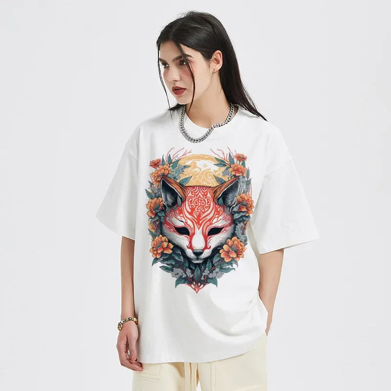 Ancient Fox Print Illustrated T-Shirt