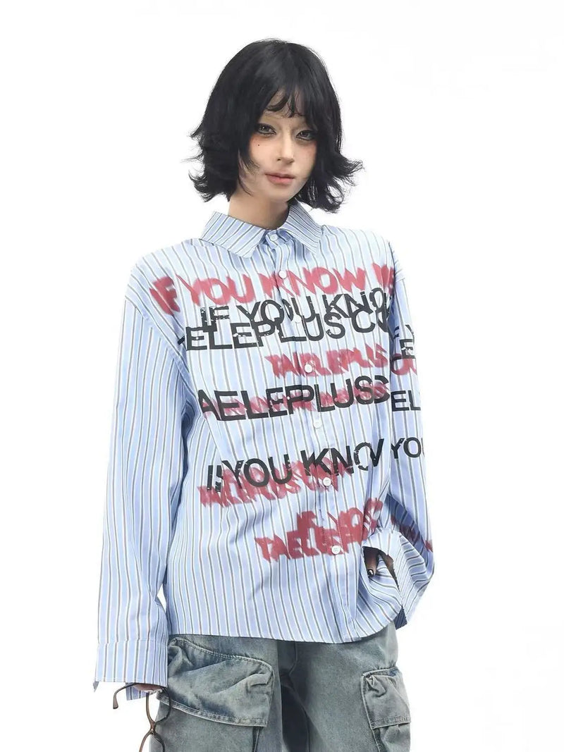 Y2K Çizgili Gömlek, önden görünüm — Navra Wear