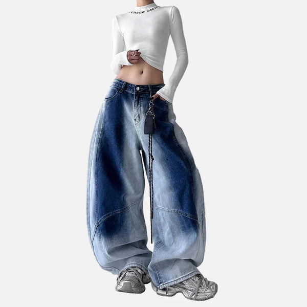 Chic Ombre Seoul Style Bell Leg Denim
