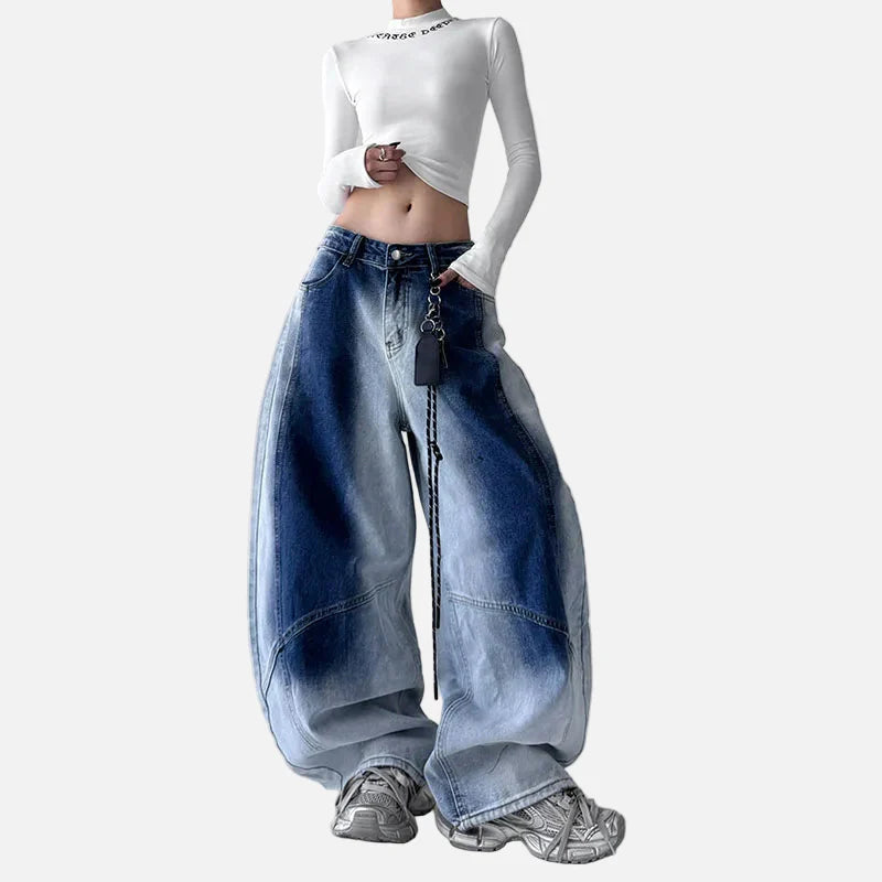 Chic Ombre Seoul Style Bell Leg Denim