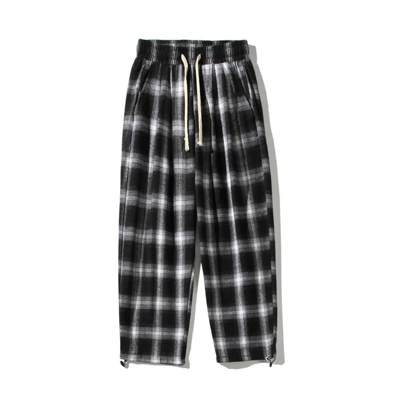 Retro Plaid Loose Trousers