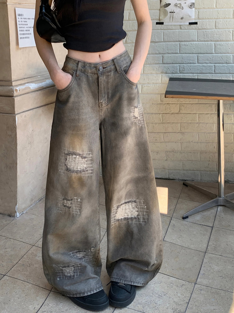Western Style Aesthetic Torn Denim