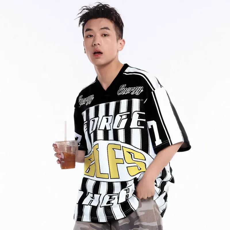 Back-In-Time Mesh Soccer Jersey Designed Sport T-Shirt