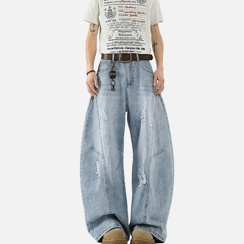 Seoul Style High Street Torn Relaxed Denim