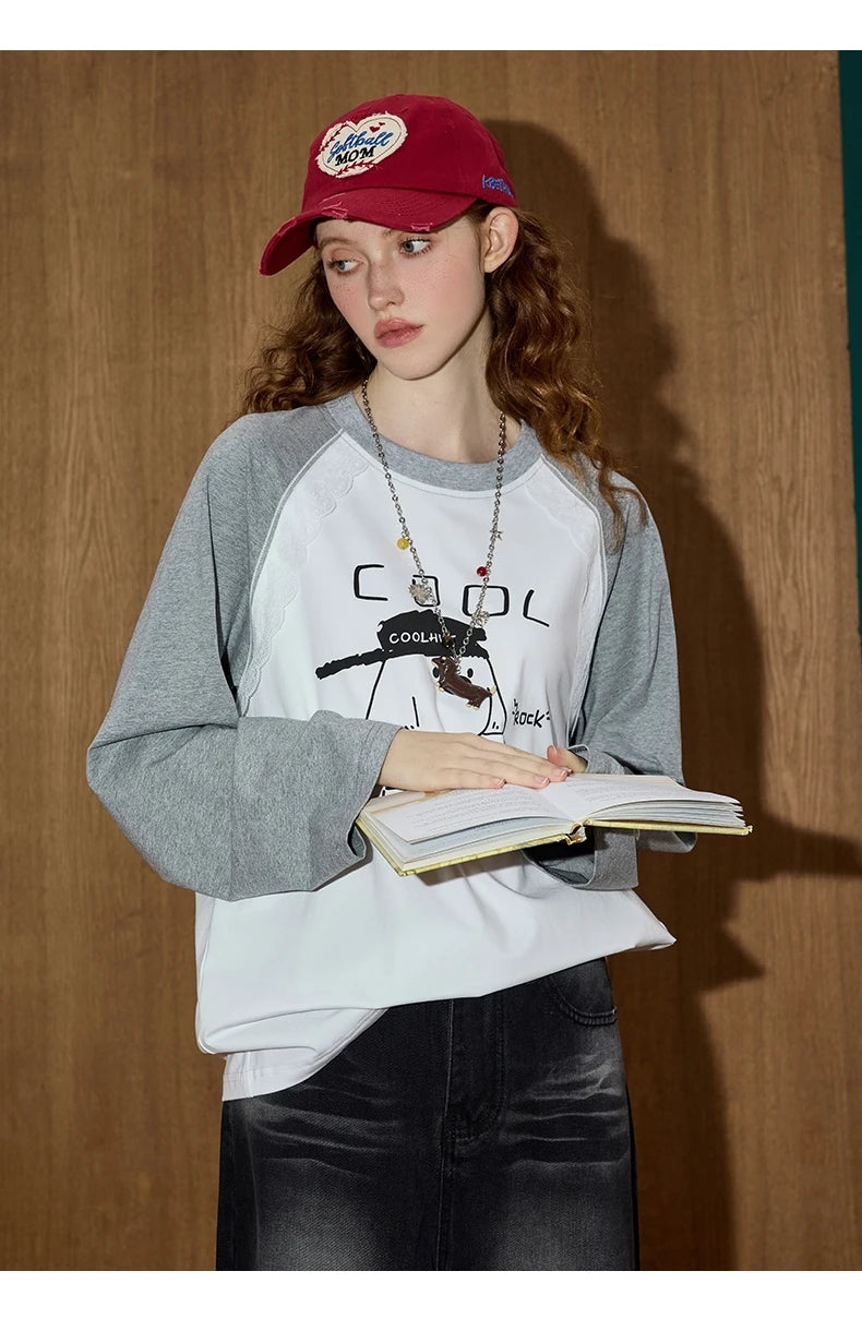 Y2K Baskılı Uzun Kollu Tişört, önden görünüm — Navra Wear