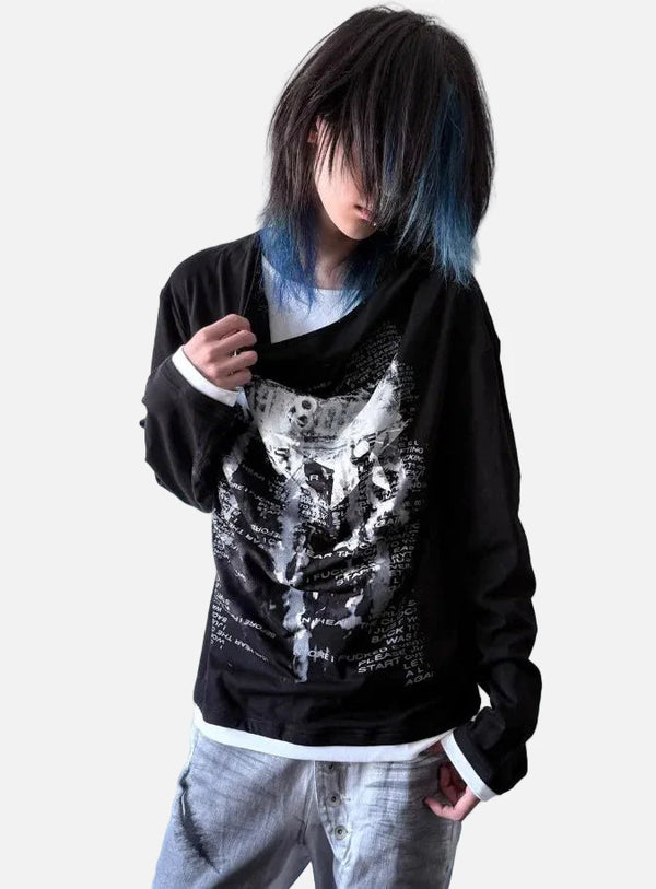 Heritage Fragment Fake Two Piece Long Sleeve T-Shirt