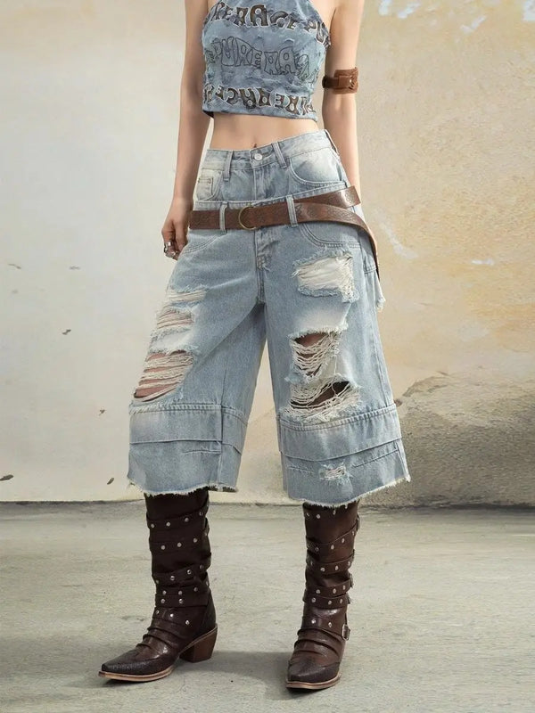 Heritage Torn Easy Cut Wide Jeans
