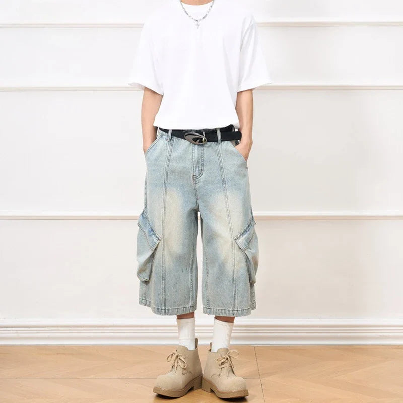 Faded Heritage Summer Utility Denim Shorts