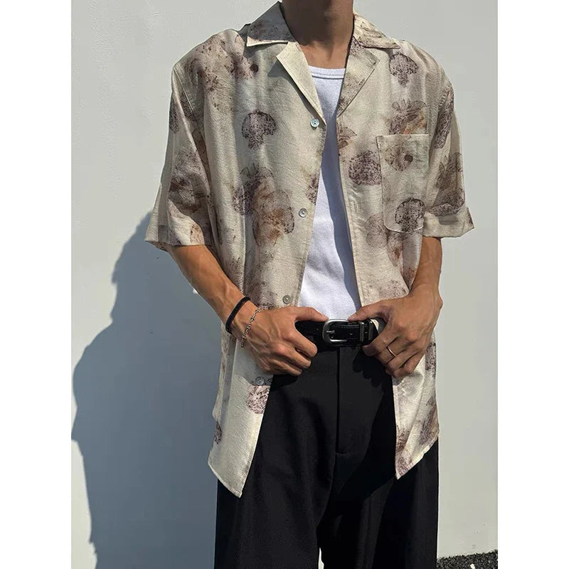 Grid Print Half-Sleeve Oversize Top