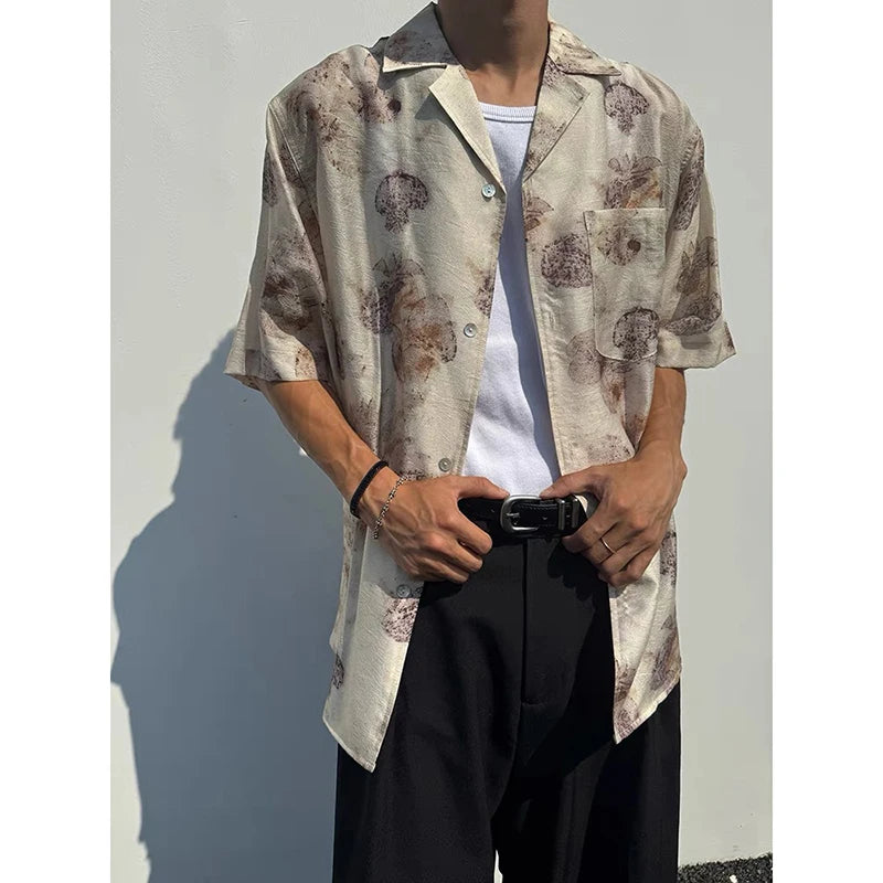 Y2K Oversize Baskılı Gömlek, önden görünüm — Navra Wear