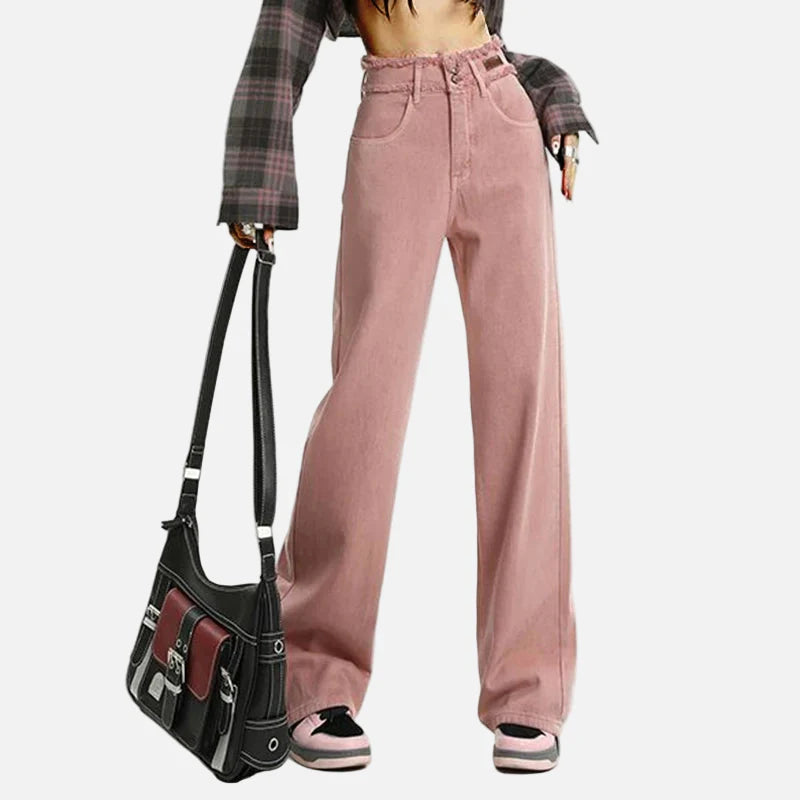 Pink Dark 2000s Designer Classic Leg Denim