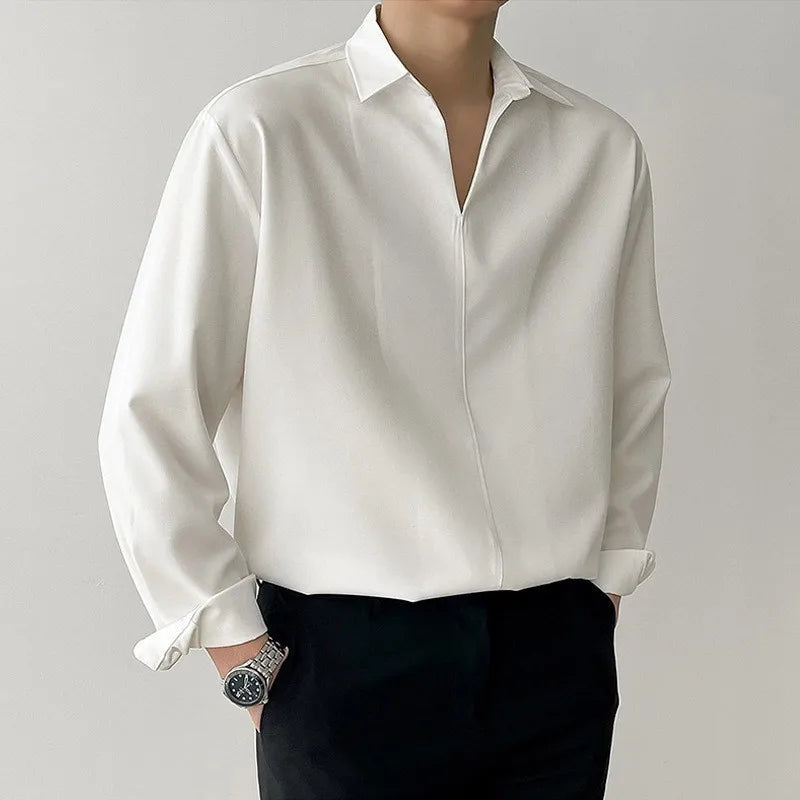 V-Neck Slim Luxury K-Cool Long Shirt