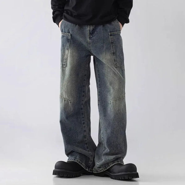 Classic Navy Seoul-Style Workshop Street Jeans