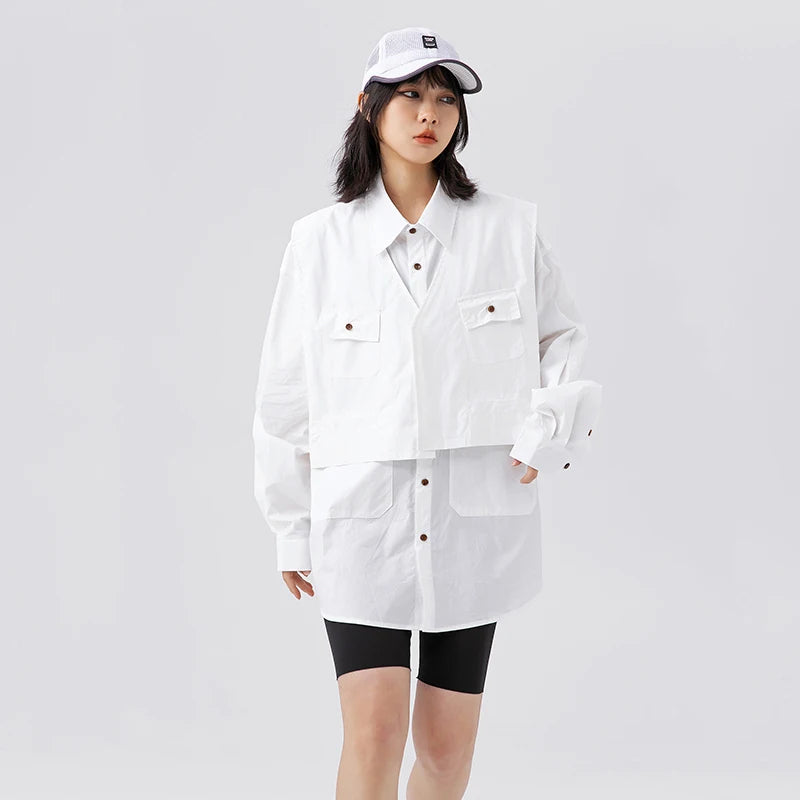 Oversize Sade Basic Gömlek, önden görünüm — Navra Wear