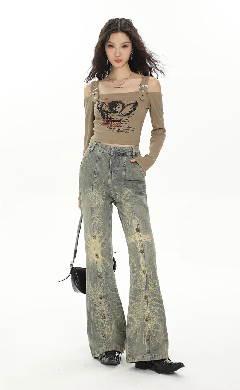 Women Heritage High-Rise Streetware Bell Leg Denim