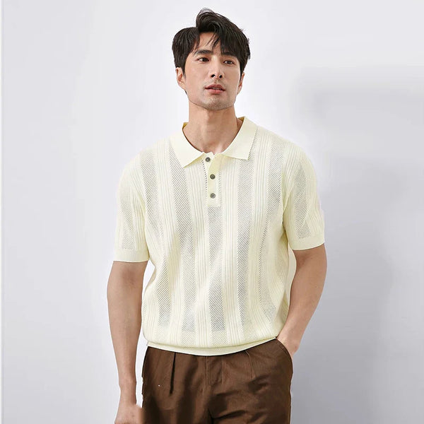 Men's High-End Knitted Laid-Back Business Sport-Collar T-Shirt