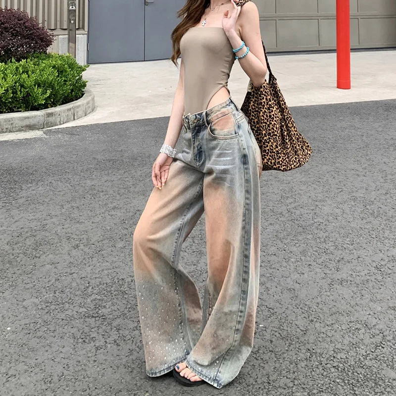 Vintage Baggy Spike Detaylı Jean Pantolon, önden görünüm — Navra Wear