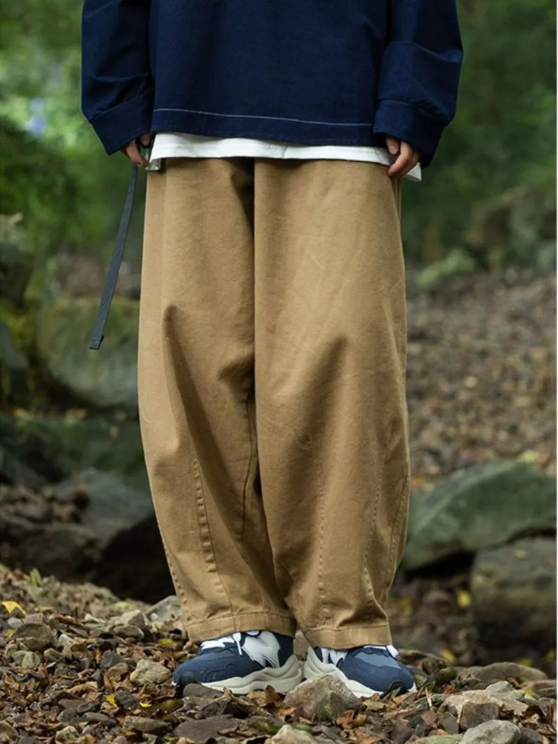 Elastic Retro Solid Trousers