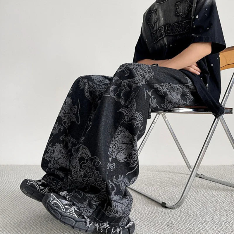 Dragon Pattern Chinese Style Classic Denim