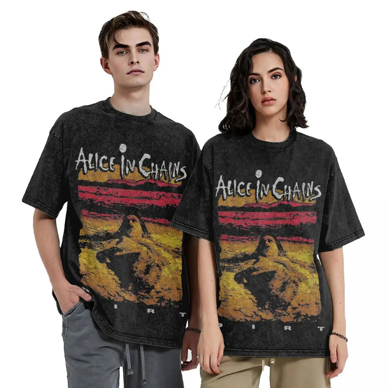 Chains Concrete-Jungle Tee Faded-Wash T-Shirt