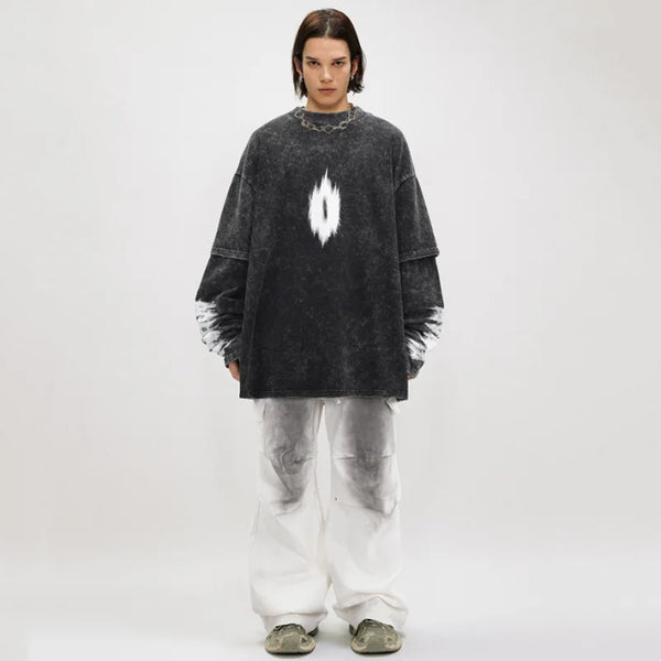 Worn Flag Print Boxy Sweatshirt