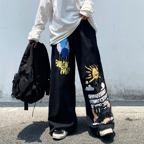 Graffiti Oversized Wide-Leg