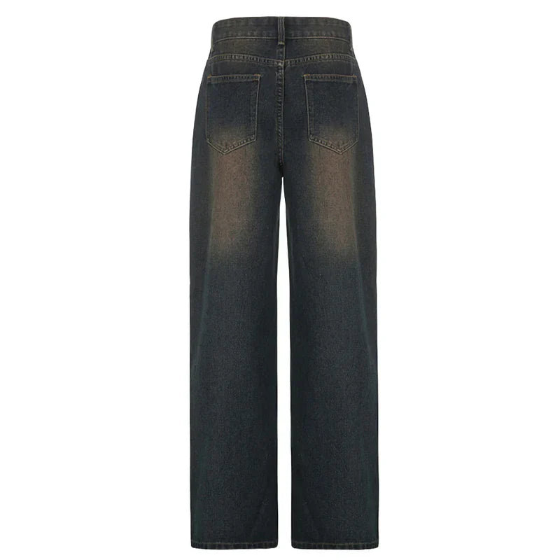 Düşük Bel Düz Kesim Jean Pantolon, önden görünüm — Navra Wear