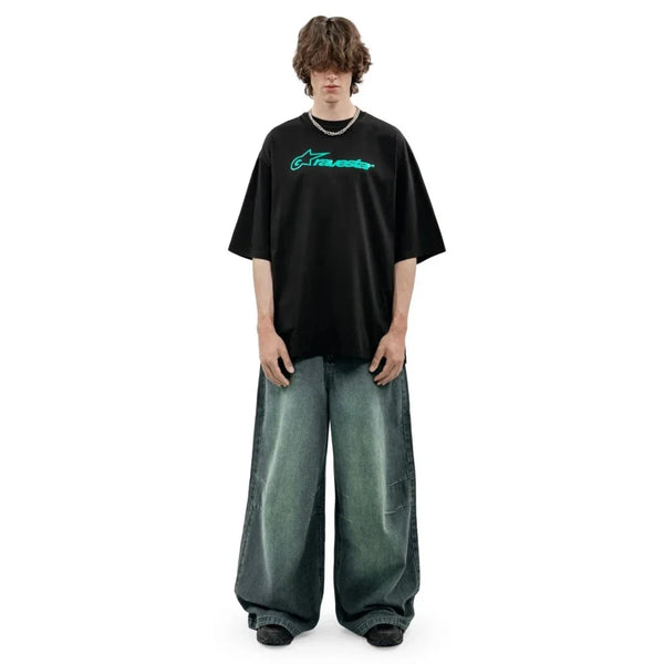 Ravestar Mint Illustrated Letter Print T-Shirt