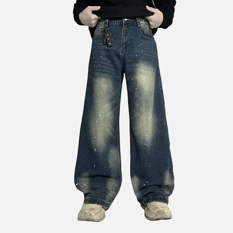 Paint Splashed Faded Rinse Denim