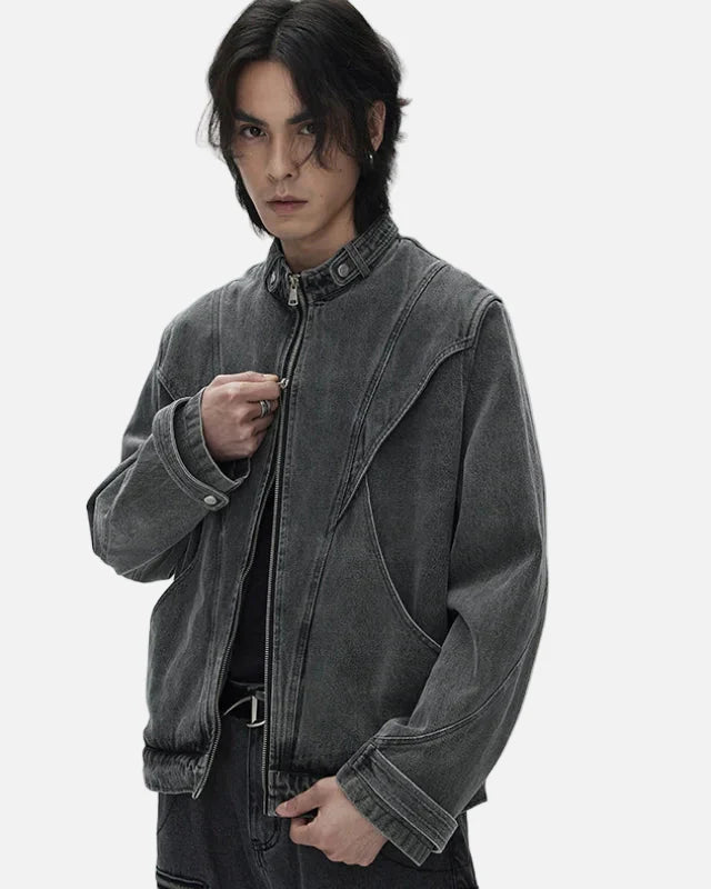 Essential Mosaic Multi-Pocket Denim Jacket