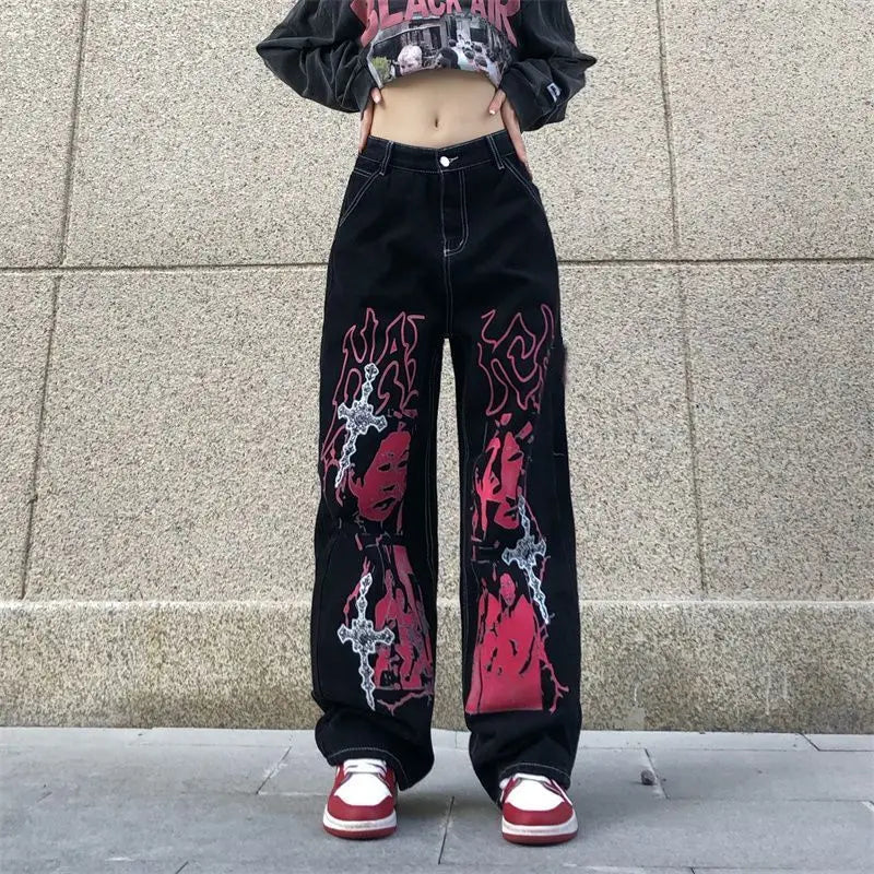 2000s Metro Black Urban Beat Oversized Denim