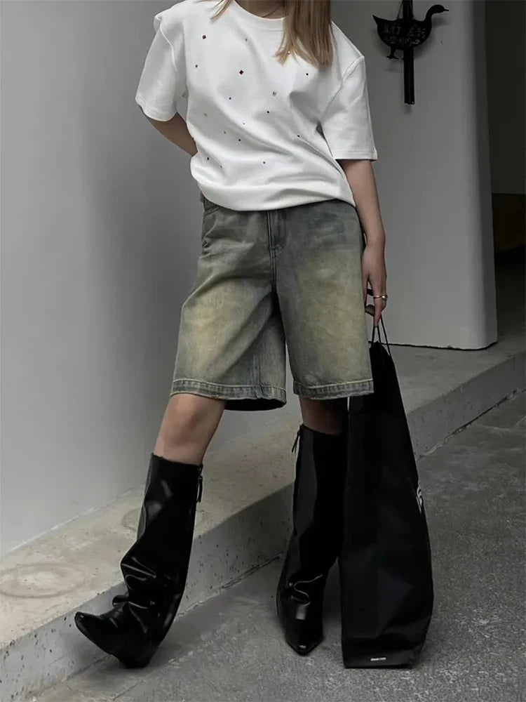 Kuro Knee-Length Denim Shorts