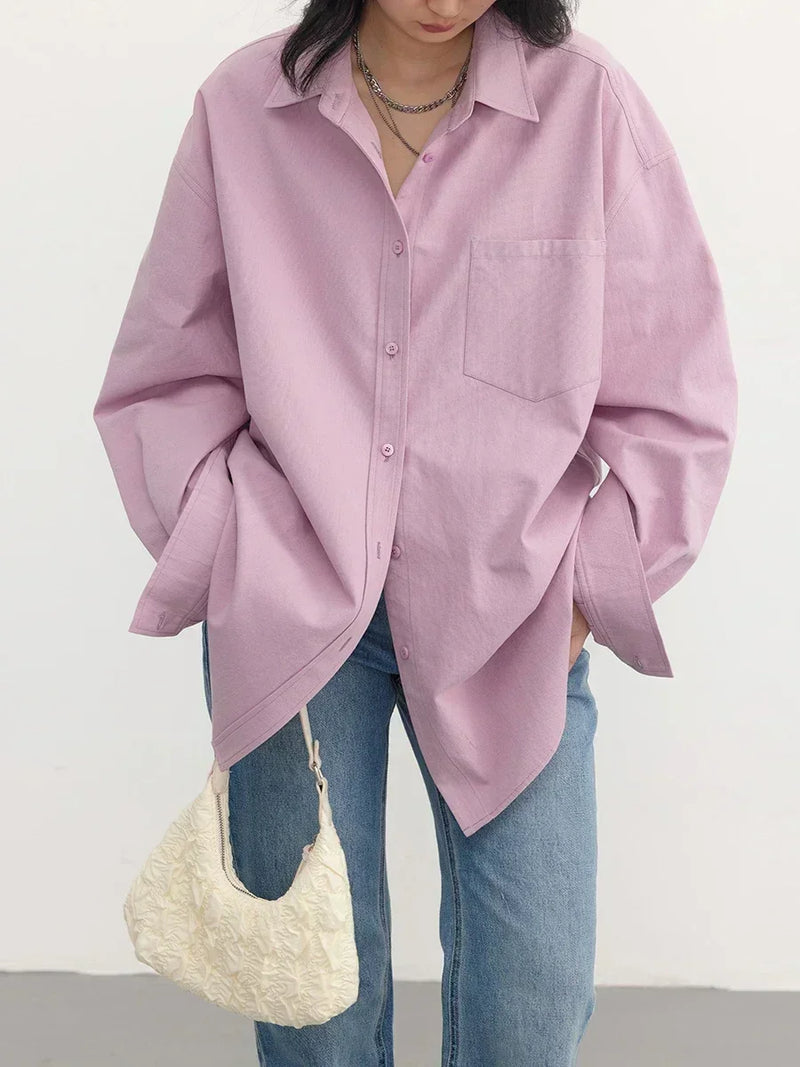 Oversize Düğmeli Gömlek, önden görünüm — Navra Wear