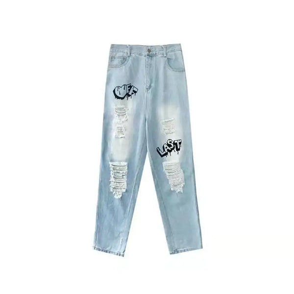 Women High-Rise Graphic Bell Leg Denim