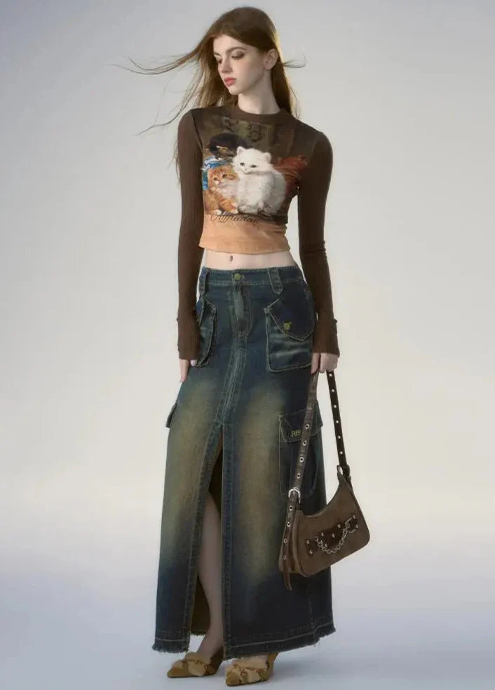 Time-Worn Classic Epoch Collage-Cut Print Nine-Lives T-Shirt