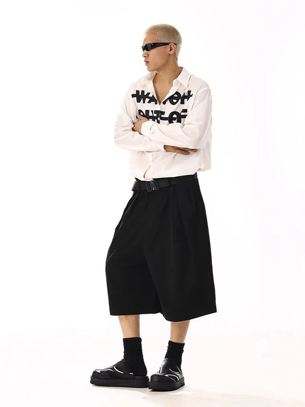 Avant-Garde Black Wide Leg Shorts