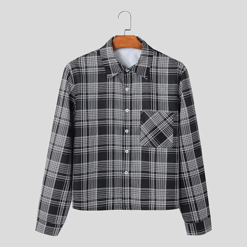 Mens Easy Plaid Oversize Long Top