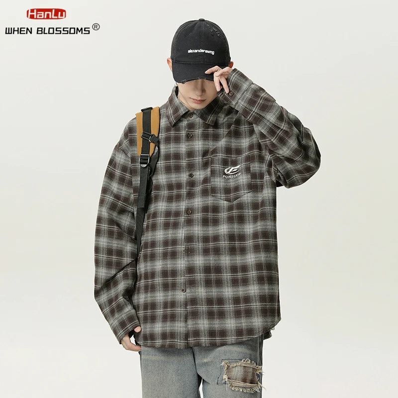 Ekose Düğmeli Gömlek, önden görünüm — Navra Wear