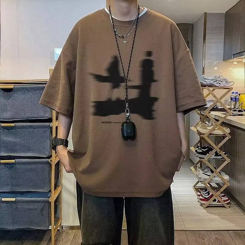 Concrete-Jungle Off-Duty K-Wave Print Wide-Body T-Shirt