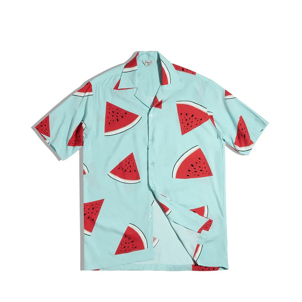 Melon Print Loose Collar Beach Top