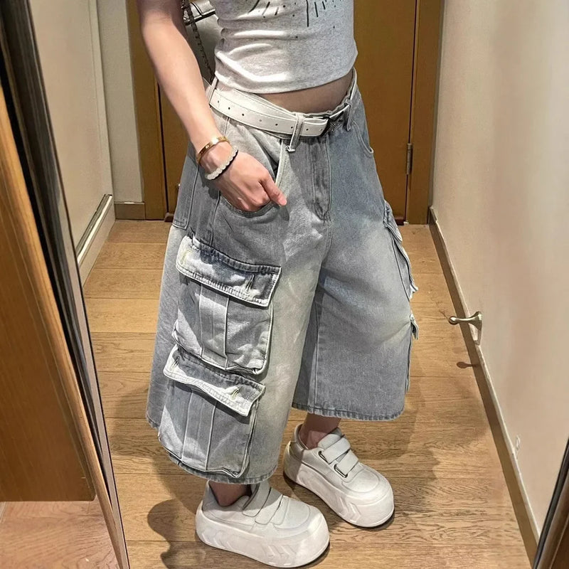 Metro Rinse Utility Denim Shorts
