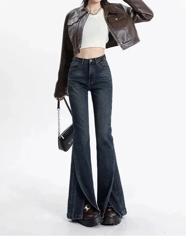 Women Classic High Waisted Bell Denim
